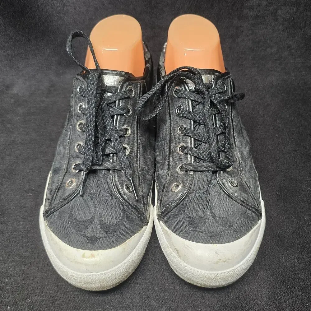 Coach Felix Black Low Top Canvas Lace Up Sneakers Shoes